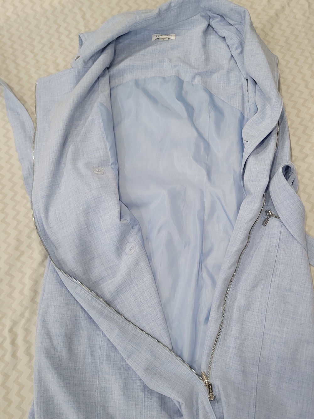 Calvin Klein Sleeveless Light Blue Zip-Front Sheath Dress - Picture 8 of 14